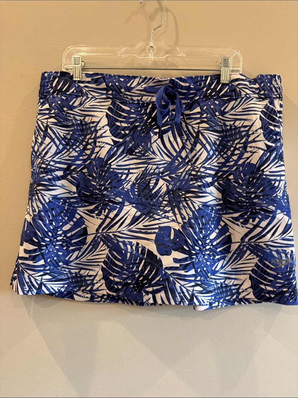 Speedo Blue and White Tropical Print Swim Skort